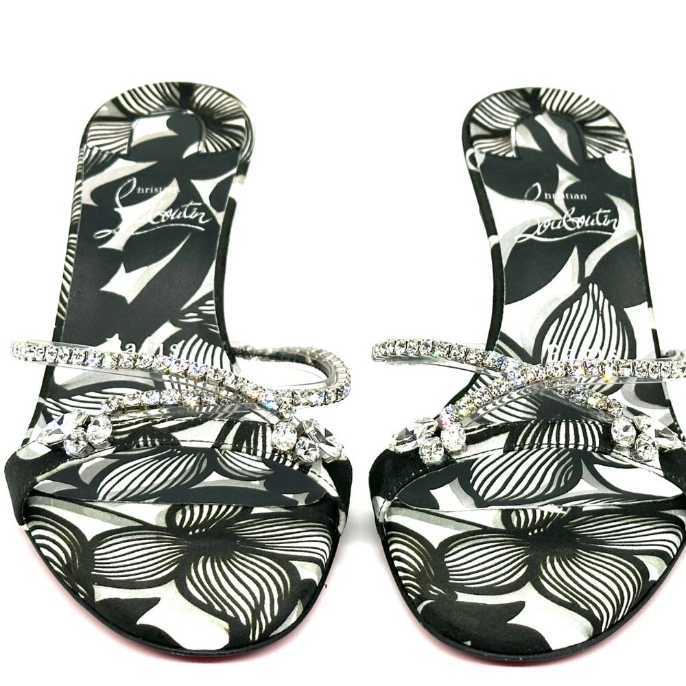 Christian Louboutin IZA QUEEN 55 Jewel Crystal Strap Mule Sandals Heels - Picture 6 of 15